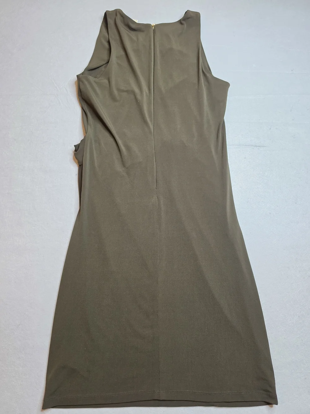 Michael Kors Olive Green Ruched Sleeveless‎ Bodycon Midi Dress - Size Small
